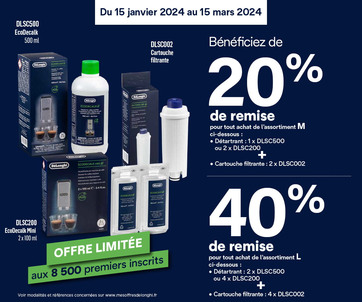 Offre de remboursement de produits d'entretien De'Longhi