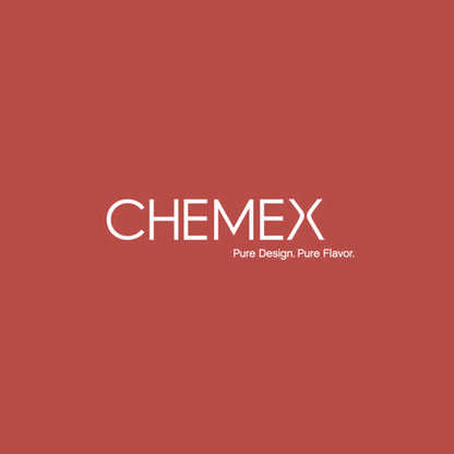 logo Chemex écrit en blanc sur fond rouge